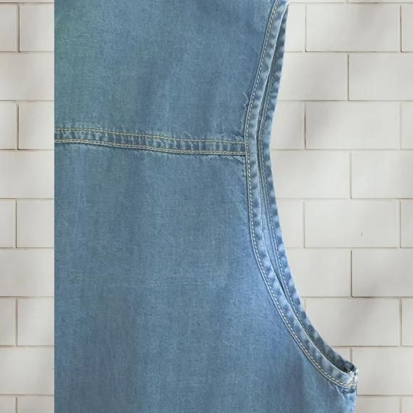 BLACK MARKET Denim Tencel Jumpsuit Romper Elastic Waist Medium Loose Fit - Picture 6 of 11